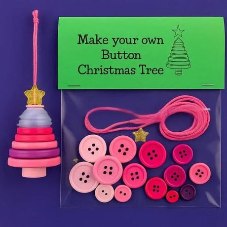 Christmas gift Christmas Button Ornament - Festive Santa Design Craft Kit （Red Christmas tree）