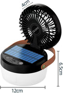 Camping Light with Fan, Portable Hanging Lamp for Tent, IPX4 Waterproof, 4 Mode Light Camping Lantern and 3 -Speed Quiet Fan,USB & Auxiliary Solar Charging，for Camping/College Dorm (Army Green)