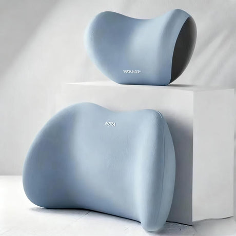 Christmas gift Car Headrest & Lumbar Support Set, Ergonomic Plush Cushion for Driver & Passenger, Comfort & Spine Protection for Long Drives（blue）