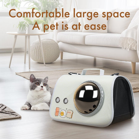 Printed Space Capsule Cat Bag, Large Capacity Crossbody Dog Bag, Universal Pet Bag for All Seasons