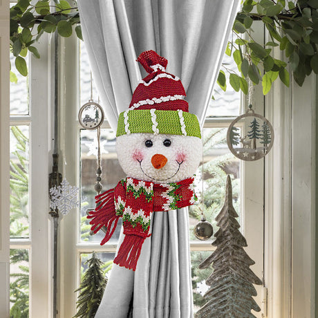 Christmas gift Warm Christmas Atmosphere - Festive Curtain Tie Decorations - Santa & Snowman Designs - Cozy Knitted Fabric（Santa Claus）