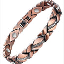 Christmas gift Stylish Ancient Copper Magnetic Therapy Bracelet with Diamond Accents - Enhance Health & Elegance（golden）