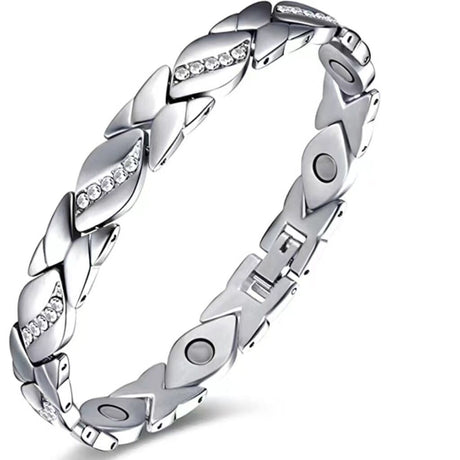 Christmas gift Stylish Ancient Copper Magnetic Therapy Bracelet with Diamond Accents - Enhance Health & Elegance（Rose gold）