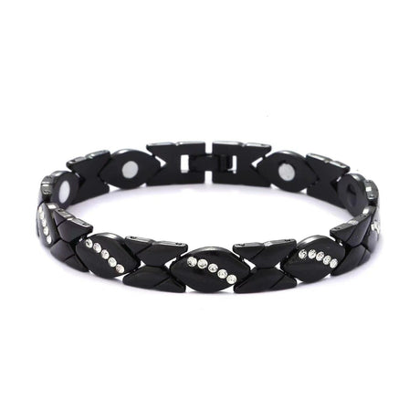 Christmas gift Stylish Ancient Copper Magnetic Therapy Bracelet with Diamond Accents - Enhance Health & Elegance（Rose gold）