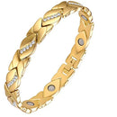 Christmas gift Stylish Ancient Copper Magnetic Therapy Bracelet with Diamond Accents - Enhance Health & Elegance（silver）