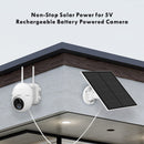 2-Pack 5W Solar Panel for Outdoor Security Camera – 5V USB Charger with 9.8ft Cable, IP65 Waterproof, Adjustable Mount, Compatible with Most Battery Cameras (White)