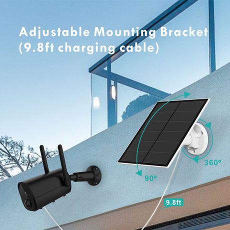 2-Pack 5W Solar Panel for Outdoor Security Camera – 5V USB Charger with 9.8ft Cable, IP65 Waterproof, Adjustable Mount, Compatible with Most Battery Cameras (White)
