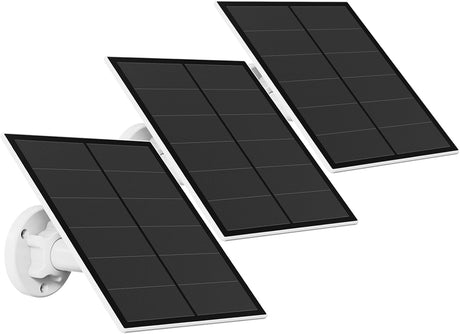 3-Pack 5W Solar Panel for Outdoor Security Camera – 5V USB Charger with 9.8ft Cable, IP65 Waterproof, Adjustable Mount, Compatible with Most Battery Cameras (White)