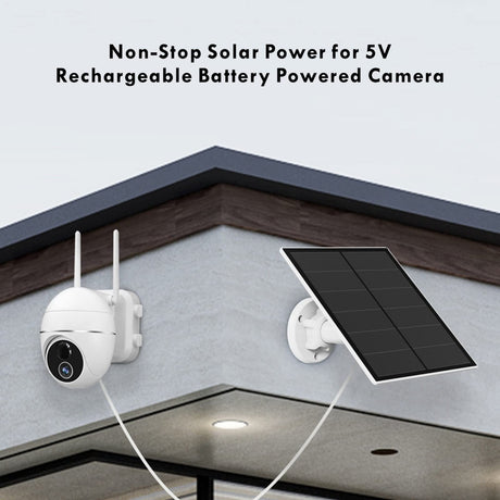 3-Pack 5W Solar Panel for Outdoor Security Camera – 5V USB Charger with 9.8ft Cable, IP65 Waterproof, Adjustable Mount, Compatible with Most Battery Cameras (White)