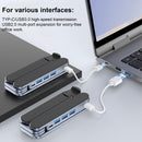Adjustable Laptop Stand with USB Hub – Aluminum Foldable Riser for Home Office, Gaming, Travel & Business Use, Ergonomic Cooling Desk Mount (Black)