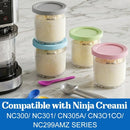 4-Pack Reusable Ice Cream Pints with 4 Spoons - 16oz Creami Containers & Lids Set Compatible with Ninja Creami NC300/NC299AMZ, BPA-Free & Dishwasher Safe (Transparent)