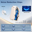 Rechargeable Hearing Amplifier with Charging Case – Compact Sound Enhancer for Daily Use, Noise Reduction & Clear Audio (White & Transparent Case, Skin Tone)