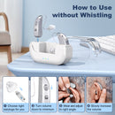 Rechargeable Hearing Amplifier with Charging Case – Compact Sound Enhancer for Daily Use, Noise Reduction & Clear Audio (White & Transparent Case, Silver Tone)