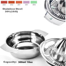 Stainless Steel Manual Citrus Juicer for Home & Travel – Durable Lemon Orange Squeezer with Strainer & Pour Spout (Silver)