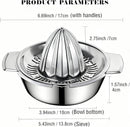Stainless Steel Manual Citrus Juicer for Home & Travel – Durable Lemon Orange Squeezer with Strainer & Pour Spout (Silver)