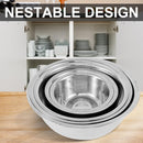 5-Piece Stainless Steel Mixing Bowl Set for Baking, Salad, Dough & Food Prep – Nesting Design with Measurement Marks and Durable Finish (Silver)