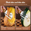 Panda-Face Stainless Steel Peeling Knife for Fruits & Vegetables—Curved Blade, Wood-Grain Handle, Compact Design—Ideal for Pumpkin, Zucchini, Sugarcane, Apples & More—Easy Grip, Portable Kitchen Tool (Brown)