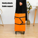 2-in-1 Collapsible Shopping Trolley with Wheels – Foldable Grocery Cart, Reusable Waterproof Oxford Bag for Supermarket, Picnic & Travel (Orange)