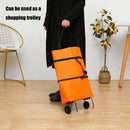 2-in-1 Collapsible Shopping Trolley with Wheels – Foldable Grocery Cart, Reusable Waterproof Oxford Bag for Supermarket, Picnic & Travel (Orange)