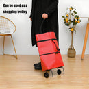 2-in-1 Collapsible Shopping Trolley with Wheels – Foldable Grocery Cart, Reusable Waterproof Oxford Bag for Supermarket, Picnic & Travel (Red)