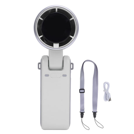 Portable Turbo Handheld Fan with Digital Display – 5-Speed Rechargeable Mini Fan, 3600mAh Battery, Foldable & Neck Strap Design for Outdoor Travel and Daily Use(White)