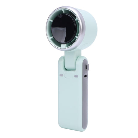 Portable Turbo Handheld Fan with Digital Display – 5-Speed Rechargeable Mini Fan, 3600mAh Battery, Foldable & Neck Strap Design for Outdoor Travel and Daily Use(Green)