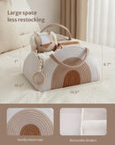 Portable Cotton Rope Diaper Caddy – Large Baby Storage Basket with Removable Dividers and Handles for Nursery, Car, Travel – Stylish Organizing Bin for Newborn Essentials (Earthy Rainbow)