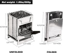 Portable Folding Camping Stove with Grill – Stainless Steel Wood-Burning Fire Pit for Hiking, Backpacking, BBQ & Outdoor Cooking (Silver)