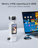 Handheld Pocket Camera – 2.5K UHD, 180° Rotating Lens, Fill Light, 2000mAh Battery, No App Needed, 32GB Included, for Vlog & Travel (White)