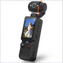 Handheld Pocket Camera – 2.5K UHD, 180° Rotating Lens, Fill Light, 2000mAh Battery, No App Needed, 32GB Included, for Vlog & Travel (Black)