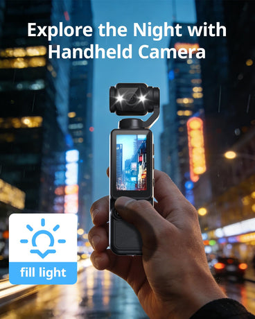 Handheld Pocket Camera – 2.5K UHD, 180° Rotating Lens, Fill Light, 2000mAh Battery, No App Needed, 32GB Included, for Vlog & Travel (Black)