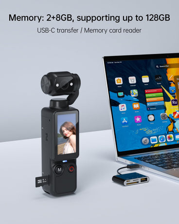 Handheld Pocket Camera – 2.5K UHD, 180° Rotating Lens, Fill Light, 2000mAh Battery, No App Needed, 32GB Included, for Vlog & Travel (Black)