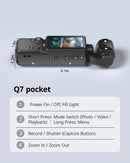 Handheld Pocket Camera – 2.5K UHD, 180° Rotating Lens, Fill Light, 2000mAh Battery, No App Needed, 32GB Included, for Vlog & Travel (Black)
