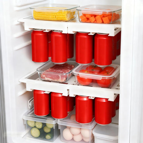 2-Pack Refrigerator Can Organizer – Hanging Soda & Beer Rack, Space-Saving Shelf for Fridge, Holds 8 Cans, Easy Installation (White)