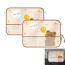 Cute Bear Car Sunshade Set of 2 – Side Window Curtain with Storage Mesh Pockets and Suction Cups for Kids – UV Protection & Heat Block (Beige)