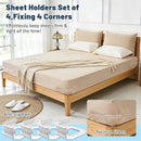4-Piece Bed Sheet Holders Set – Adjustable No-Pin Fitted Sheet Clips for Mattress Corners, Prevents Sliding and Creasing (White)