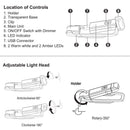 Rechargeable LED Book Light with Dimmable Warm White & Amber Modes – USB-Powered Clip-On Reading Lamp for Books, Sheet Music & Travel (Green)