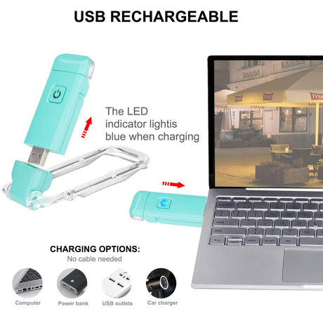 Rechargeable LED Book Light with Dimmable Warm White & Amber Modes – USB-Powered Clip-On Reading Lamp for Books, Sheet Music & Travel (Blue)