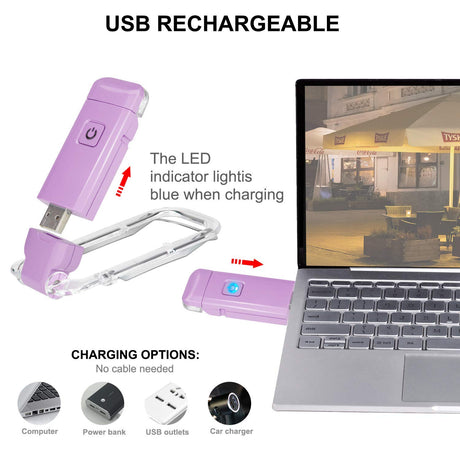 Rechargeable LED Book Light with Dimmable Warm White & Amber Modes – USB-Powered Clip-On Reading Lamp for Books, Sheet Music & Travel (Purple)