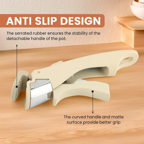 Removable Pot Handle with Quick-Release Clip – Universal Kitchen Cookware Handle Replacement for Pans and Pots (White)