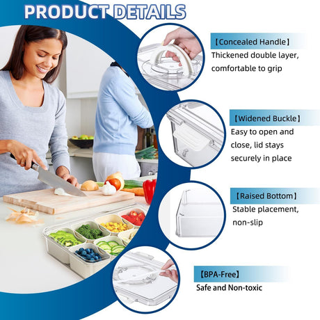 8-Compartment Sealed Snack Organizer with Handle for Fridge, Picnic & Kitchen Storage – BPA-Free Food Container (White)   
Product Description
