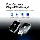 Wireless CarPlay Adapter 2-in-1 for iPhone & Android – Bluetooth 5.0 USB Dongle with OTA Update and Voice Control (Black)