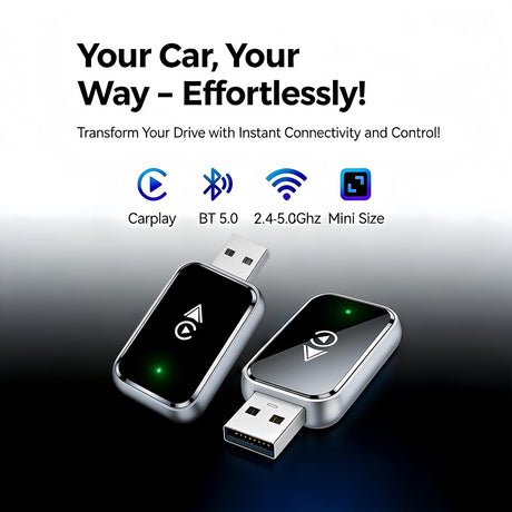 Wireless CarPlay Adapter 2-in-1 for iPhone & Android – Bluetooth 5.0 USB Dongle with OTA Update and Voice Control (Black)