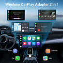 Wireless CarPlay Adapter 2-in-1 for iPhone & Android – Bluetooth 5.0 USB Dongle with OTA Update and Voice Control (Black)