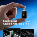 Wireless CarPlay Adapter 2-in-1 for iPhone & Android – Bluetooth 5.0 USB Dongle with OTA Update and Voice Control (Black)