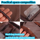Multi-Functional Outdoor Kitchen Utensil Organizer – Durable Travel Storage Bag with Elastic Straps, Mesh Pockets & Carry Handle, Compact Size (Brown)