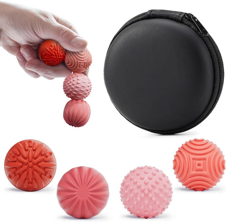 Silicone Magnetic Fidget Balls for Office & Travel – Quiet Sensory Toys to Relieve Stress & Anxiety (Red)