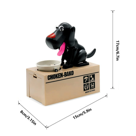 Interactive Dog Coin Bank – Automatic Electric Money Saving Piggy Bank with Moving Dog Design – Fun Kids Gift & Desk Decor (Black)