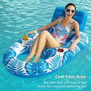 Inflatable Pool Lounger Float with Backrest & Cup Holders – U-Shaped Floating Chair for Pool, Lake, Beach (Blue)