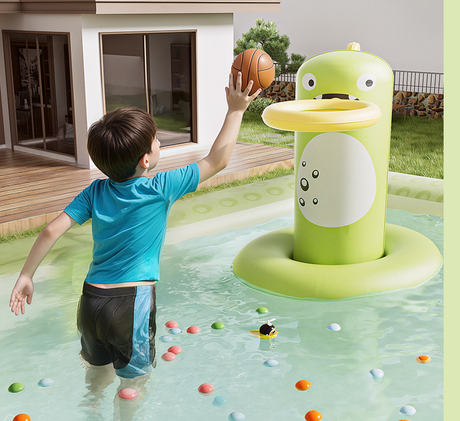 Inflatable Swimming Pool 180×130×56cm with Canopy & Dinosaur Spray – Kids Outdoor Water Play Set for Backyard, Garden, Summer Fun (Green)